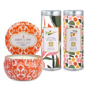 Balinese Gift Set with Teak Candle and Tea