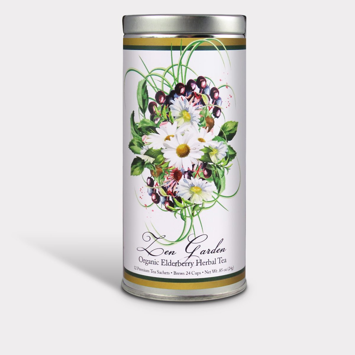 Our Organic Elderberry Herbal Tea is the perfect indulgence to welcome the holidays and warm your cold winter mornings. Enjoy the festive florals in a cup, with flavors that are carefully hand-blended from all-natural ingredients. Our signature tea sachets are biodegradable and pyramid-shaped for maximum flavor infusion.
